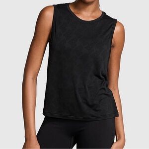 NWT VICTORIA'S SECRET PINK SEAMLESS DRAPEY MUSCLE TANK BLACK SIZE XS